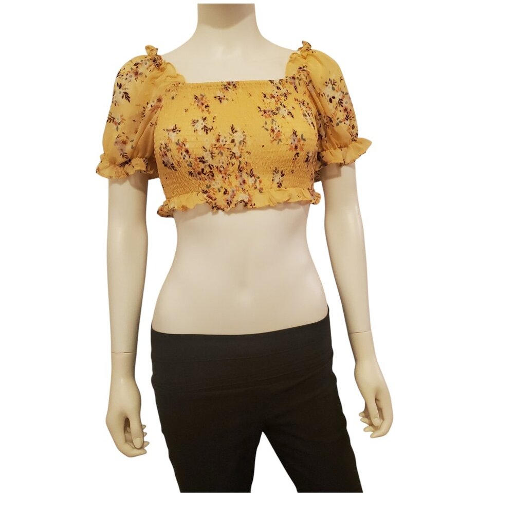 Floral Ruffled Midriff Top